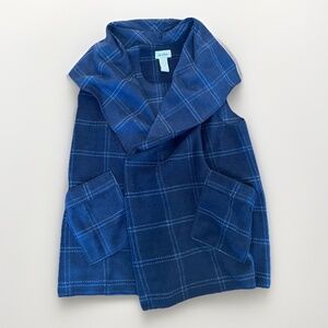 Le Moda Blue Plaid Woman's Size S-L Cape Vest Pockets